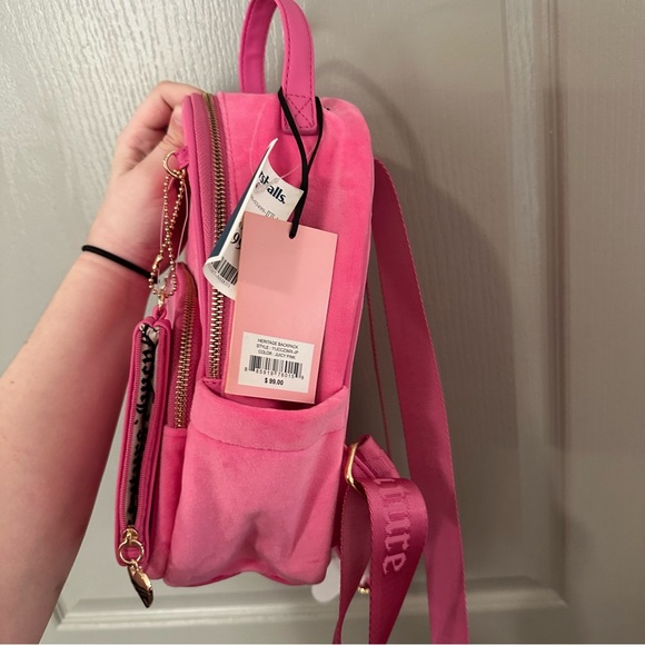 Juicy Couture Vibrant Pink Kids Backpack with Heart Charm Heritage NWT